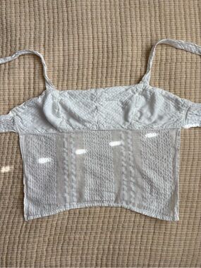 Urban Outfitters White Linen Tie Open Back Tank Top